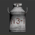Vintage Metal Milk Can With Two Handles And Red Number 13 1