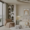 Cozy Kids Room Interior With Soft Bed Stuffed Lion Toy Round Rug And Animal Painting