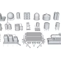 3D Rendering of Industrial Piping Layout with Various Storage Tanks and Equipment Components