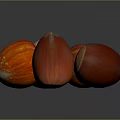 Several Red Textured Chestnuts Some Sliced Showing Inner Part On Dark Background 3d model