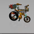 Unique Creative Bicycle With Basket Brown Seat Orange Green Frame Flame Wheel And Headlight