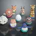 Cute Cartoon Animal Figurines Collection With Various Characters Like Lion And Giraffe