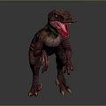 Detailed Realistic Red Black Striped Tyrannosaurus Rex 3D Model Standing Pose Sharp Claws