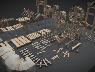 Chinese Dungeon Props Dungeon Wood Props 3d model