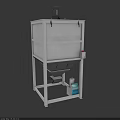 White Industrial Equipment With Vertical Metal Frame Conical Bottom And Motor Driven For Material Mixing
