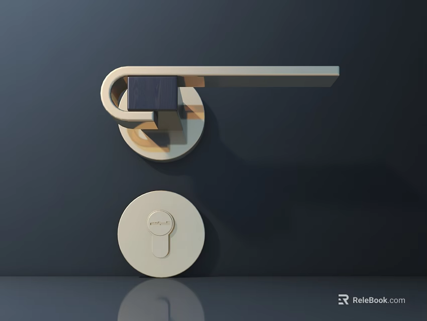 Modern Interior Door Handle With Long Lever And Round Lock Plate Design 3d model 