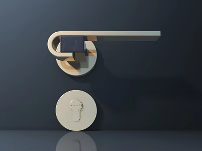 Modern Interior Door Handle With Long Lever And Round Lock Plate Design 3d model