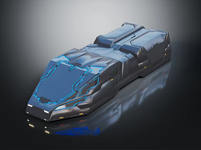 Futuristic Concept Car with Sleek Metallic Body Blue Accent Lighting and Aerodynamic Design 3d model