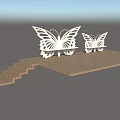 Butterfly Shaped Landscape Seats In Rice Fields With Mountain Backdrop And Natural Scenery