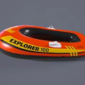Orange Inflatable Explorer 100 Boat With Flame Pattern For Water Activities 3d model