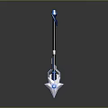 Blue Star Shaped Weapon With Long Metallic Handle And Decorative Details