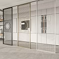 Modern Room Dividers With Grid Design And Circular Motifs In Black Gold White