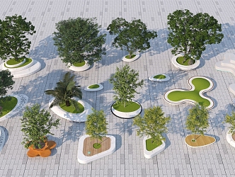 Modern Tree Pool Park Landscape Seat Landscape Tree Pool 3d model