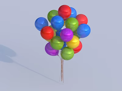 Colorful Decorative Inflatable Balloons Bunch With Vibrant Hues On Light Background For Parties 3d model