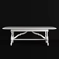 White Traditional Dining Table With Intricate Carved Legs And Elegant Wooden Design