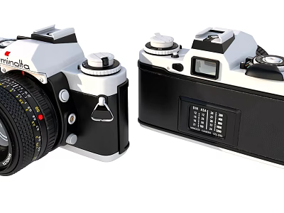 Classic Minolta Digital Camera With Front Lens And Back Control Panel Design 3d model
