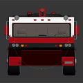 Red and White Fire Truck with Black Firefighting Equipment on Top and Shiny Surfaces