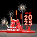 2025 Snake Year Festive Display With Fireworks Firecrackers And Red Decorations