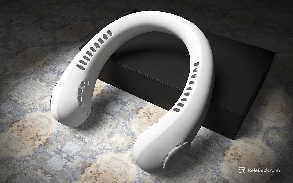 White Wearable Neck Air Conditioner Fan With Modern Design And Air Vents 3d model 