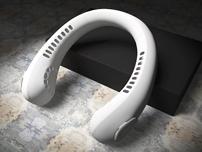 White Wearable Neck Air Conditioner Fan With Modern Design And Air Vents 3d model