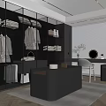 Modern Cloakroom Interior Design With Glass Door Wardrobes And Black Dressing Table