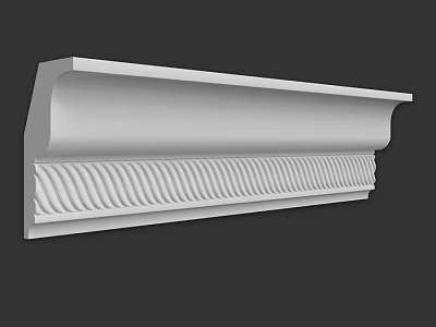 White Architectural Component With Wavy Decorative Pattern And Ornamental Molding Design 3d model