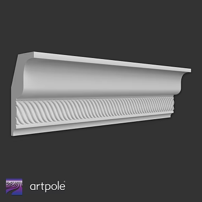 White Architectural Component With Wavy Decorative Pattern And Ornamental Molding Design 3d model