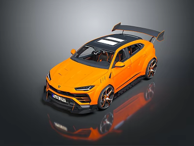 Orange Sports SUV with Black Roof and Rear Spoiler High Performance Design and Orange Interior 3d model