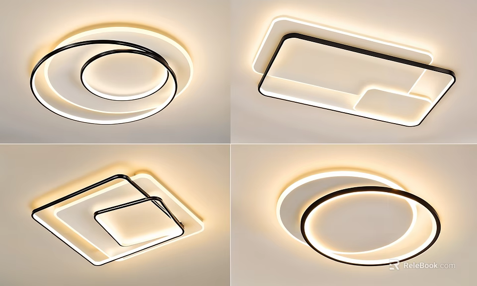 Modern Contemporary Ceiling Lights With Sleek Geometric Circular Square Rectangular Designs 3d model 
