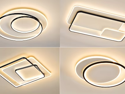 Modern Contemporary Ceiling Lights With Sleek Geometric Circular Square Rectangular Designs 3d model