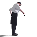 The Man Wearing White Chef Coat Black Hat And Black Apron Holding Spoon Standing