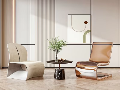 Modern leisure table and chair combination fabric leisure chair 3d model