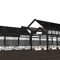 Commercial Street Outdoor Dining Area With Wooden Deck Seating And Shaded Roof Structure