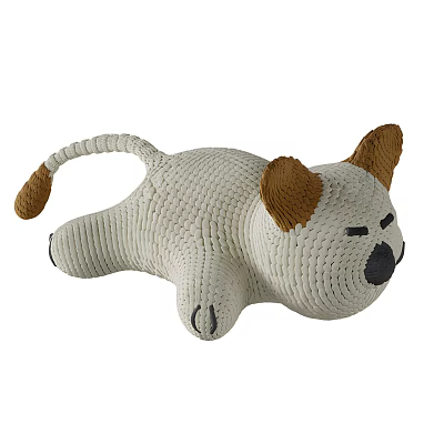 Adorable Knitted Stuffed Toy Lion with White Body Brown Ears Tail and Black Features 3d model