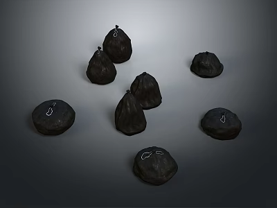 Black Daily Living Items Featuring White Symbols On Dark Background 3d model