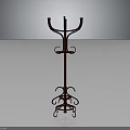 Red Decorative Coat Rack With Hanging Hooks And Ornate Base For Clothing Storage