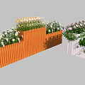 Decorative Flower Planters Wooden And Wheel Design With Colorful Flowers For Garden Decoration