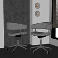 Stylish Modern Gray Office Chair with Padded Armrests and Chrome Metal Base