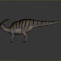 Realistic Horned Striped Dinosaur With Long Neck And Tail Standing On Gray Background