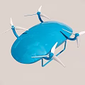 Blue Drone With Four Propellers And Elliptical Body Structure Design