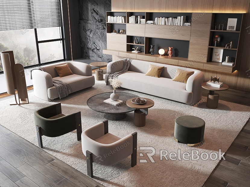 Modern Sofa Coffee Table Combination Modern Living Room Combination Sofa Chandelier Advanced Living Room Leisure Chair Floor Lamp Tea model