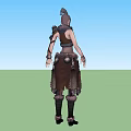 Fierce Female Game Movie Character With Leather Armor Intricate Hair And Decorative Accessories