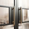 Modern Double Doors With Ribbed Glass Panels Sleek Handles And Metal Frames