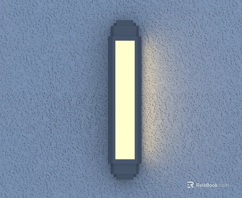 Modern Rectangular Wall Lamp With Soft Light On Textured Indoor Wall 3d model 