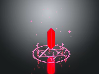 Red Diamond Commercial Equipment With Star Pattern Circular Base And Pink Stars On Dark Background 3d model