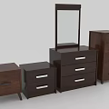 Dark Wooden Bedroom Furniture Set With Dresser Mirror And Drawer Chests