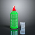 Household Cleaning Product Green Spray Bottle With Red Nozzle And Clear Cup