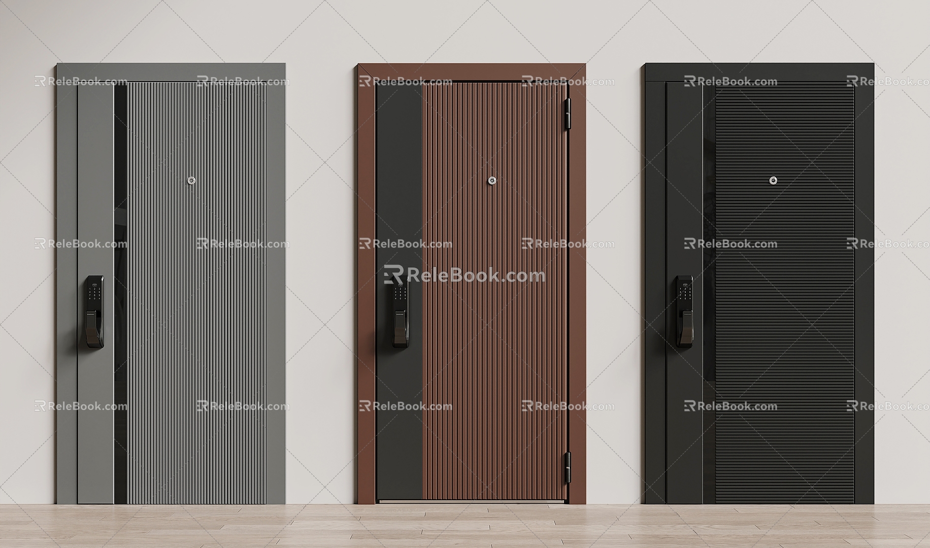 Modern security door entry door security door combination 3d model