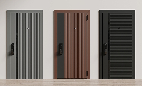 Modern security door entry door security door combination 3d model