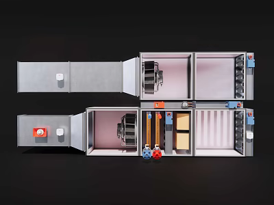 Industrial Equipment With Modular Panels Control Units And Internal Component Systems 3d model